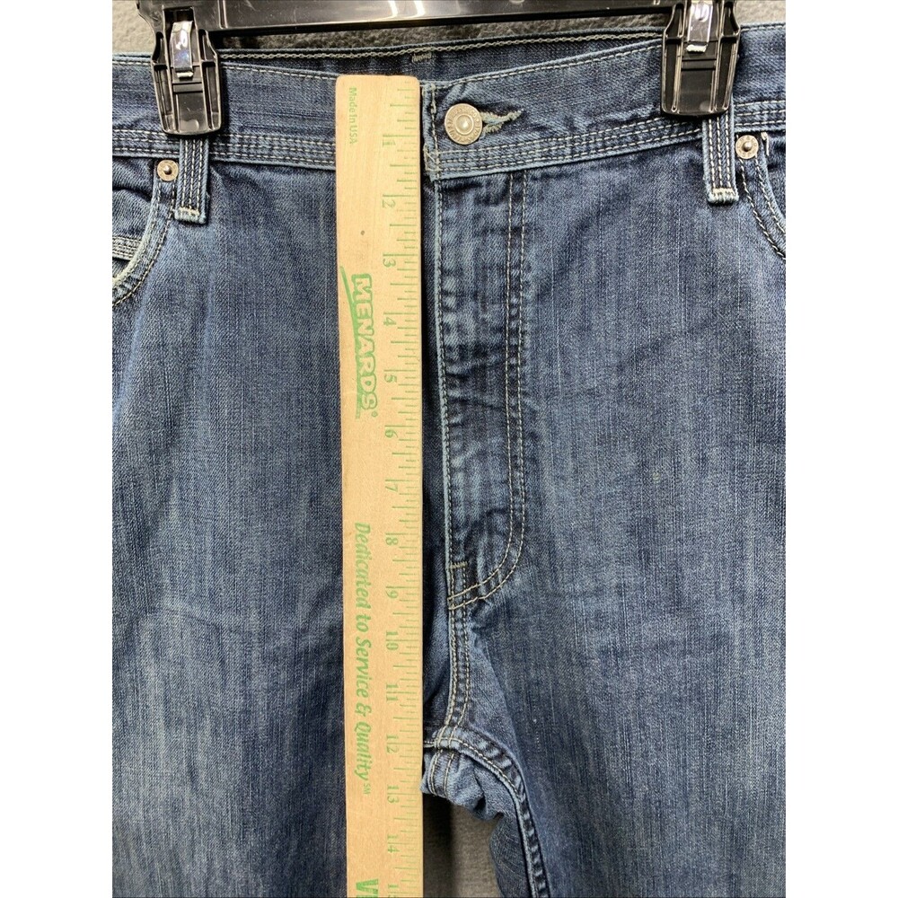 Levi's 514 Denim Jeans Blue Distressed Slim Straight Zip Pockets Size 42X32 Vtg - Picture 10 of 16
